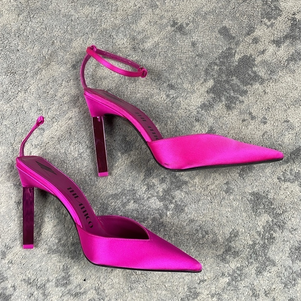 New The Attico Perine Satin Pumps Pointed Toe Fuchsia Pink Sz 36.5 - Picture 7 of 16